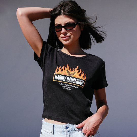 Hardly Dangerous Flames - Baby Tee - Black Snow - The Laundry Room