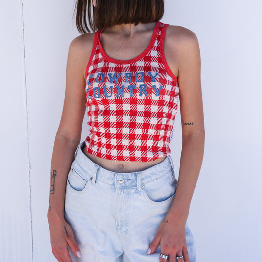 Cowboy Country Denim - Rib Tank - Red Gingham - The Laundry Room
