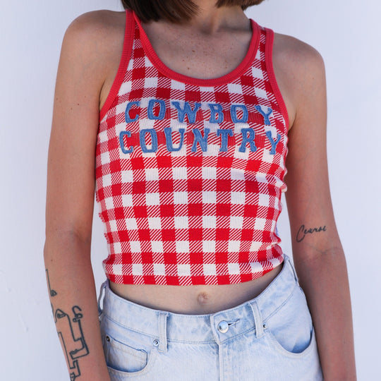 Cowboy Country Denim - Rib Tank - Red Gingham - The Laundry Room