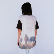 Ranch Life - Oversized Tee - White & Brown - The Laundry Room