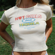 Hot Girls Drink Tequila - Baby Tee - Vintage Yellow