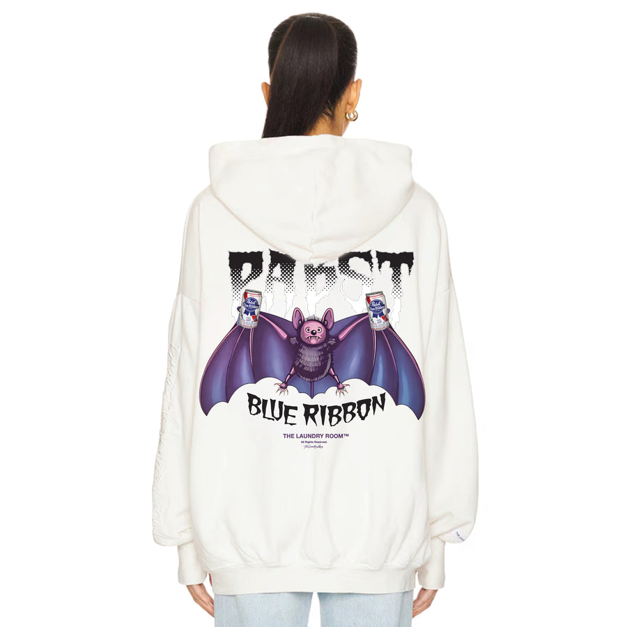 Pabst Blue Ribbon Bat - Hideout Hoodie - Bone