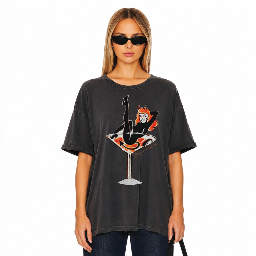 Devil's Midnight Margaritas - Oversized Tee - Black Snow