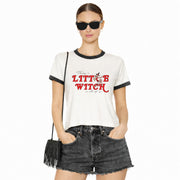 A Little Witch In All Of Us - Perfect Ringer Tee - White & Black Snow