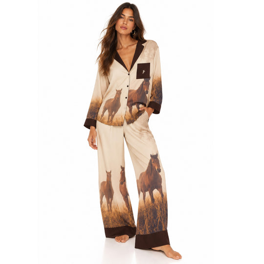 Ranch Life - Silky PJ Set - Brown