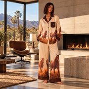 Ranch Life - Silky PJ Set - Brown